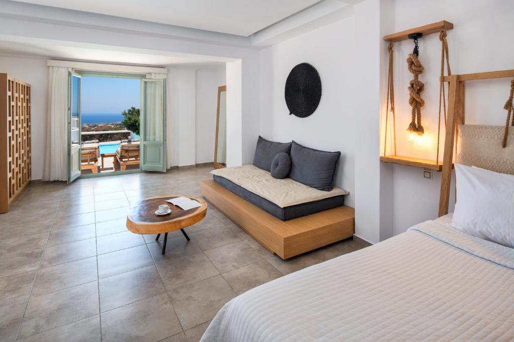 Astro Palace Hotel bedroom with pool views at Fira on Santorini Island