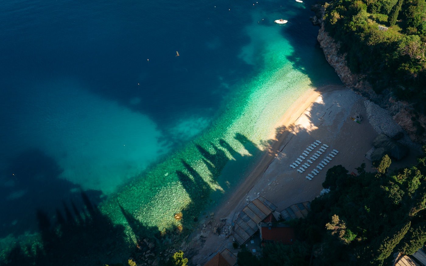 Aerial of a Beach in Dubrovnik