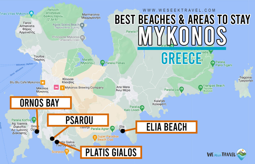 Best areas and beaches on Mykonos Island