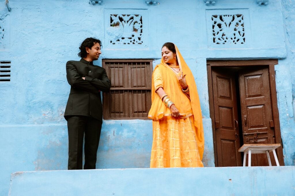 Couple taking wedding photos in Old City Jodhpur