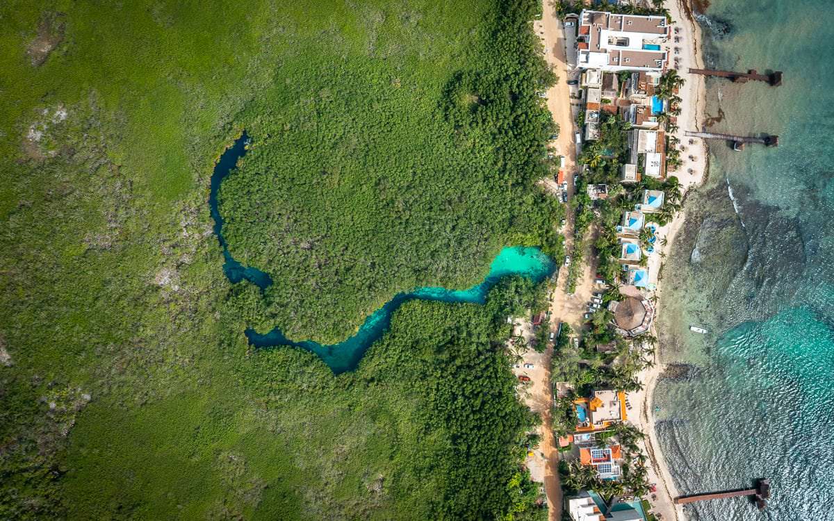 Casa Cenote Drone Photo near Tulum, Mexico