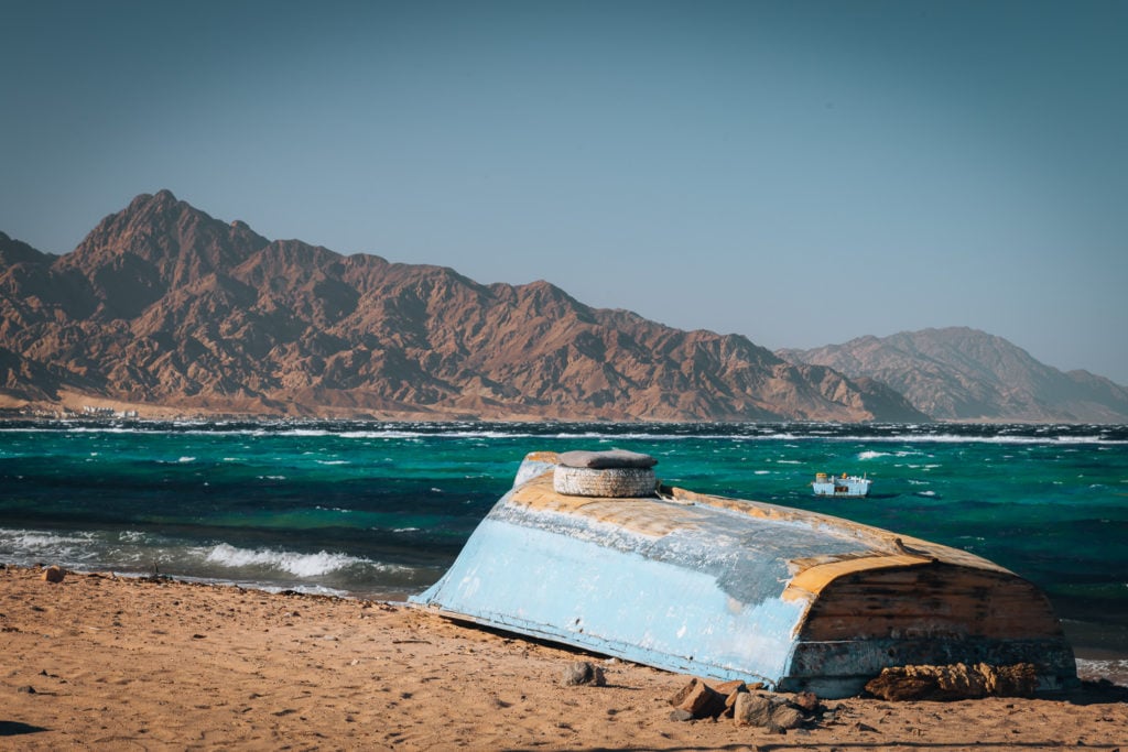 Boat on the shore of the Gulf of Aqaba, Egypt