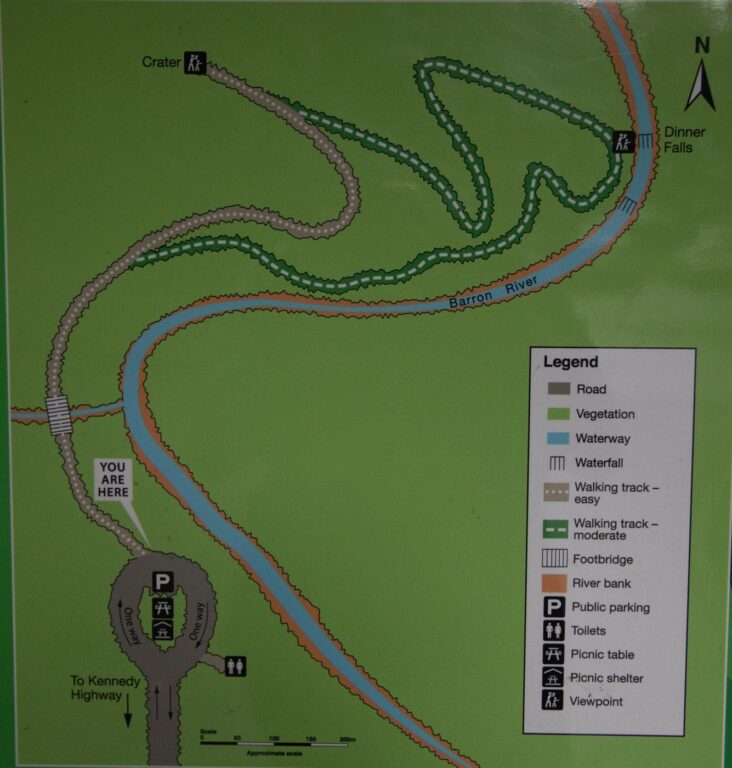 map of the Mount Hypipamee Crater and Dinner Falls walking track