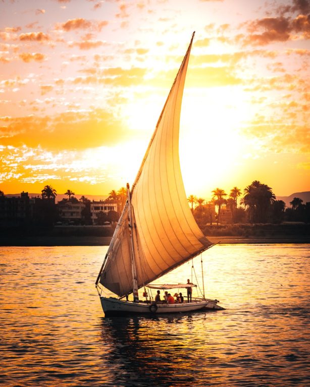 Felucca sunset sailing on the River Nile