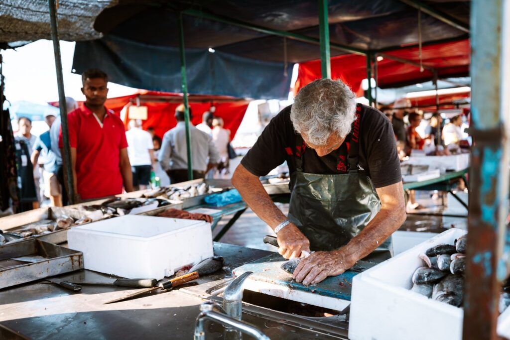 Fisherman in Marsaxlokk market