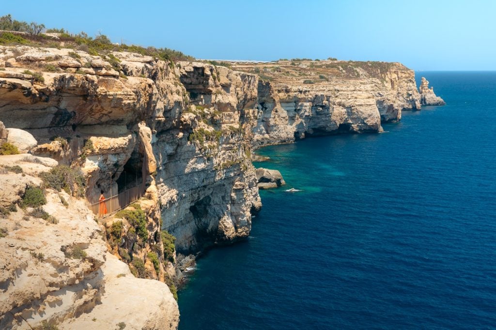 View of Malta's South Coast Cliffs from Ghar Hasan Cave