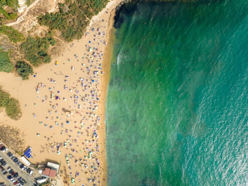 Drone view of Golden Bay Beach, Malta