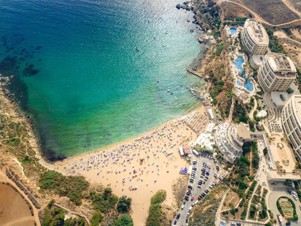 Aerial view of GoldBay Beach, Maltaen