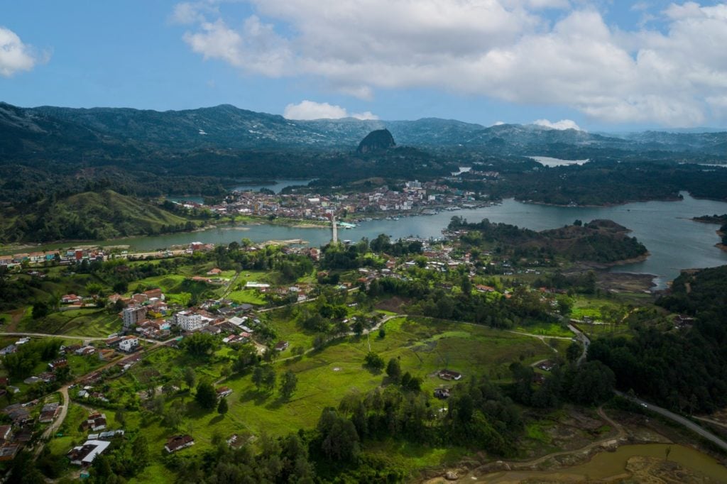 View of Guatapé town and El Peñol