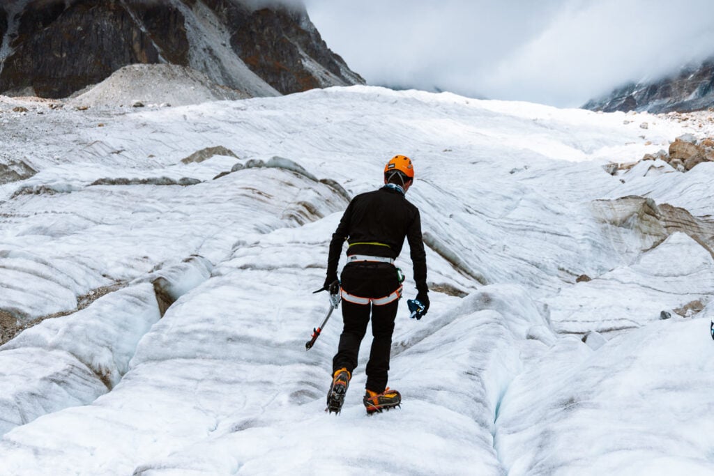 Mountaineer on a glacier