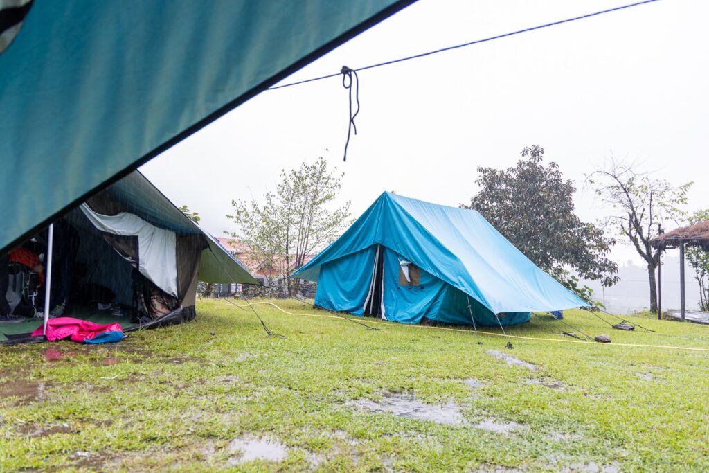 Tents in the rain