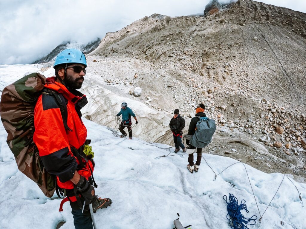 Indian mountaineering Institute training at Rathong Glacier in Sikkim