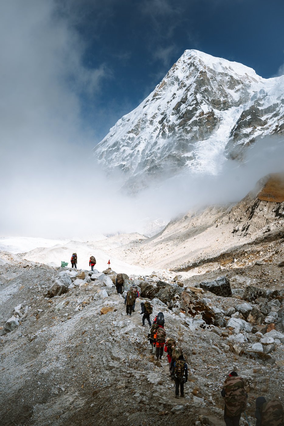 Mountaineering Students Trekking in Sikkim, India
