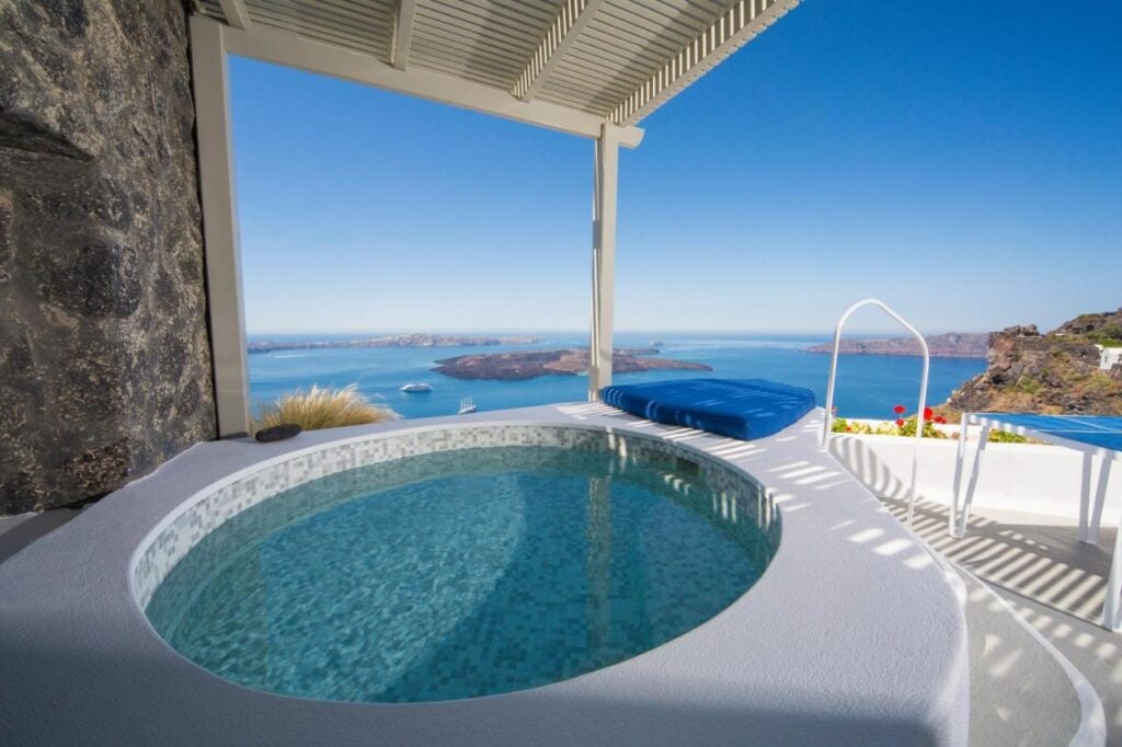 Iconic Santorini Accommodation Overlooking the Caldera with a Pool