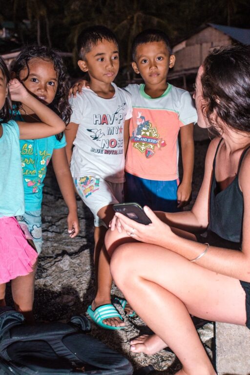 playing with local kids in the Philippines