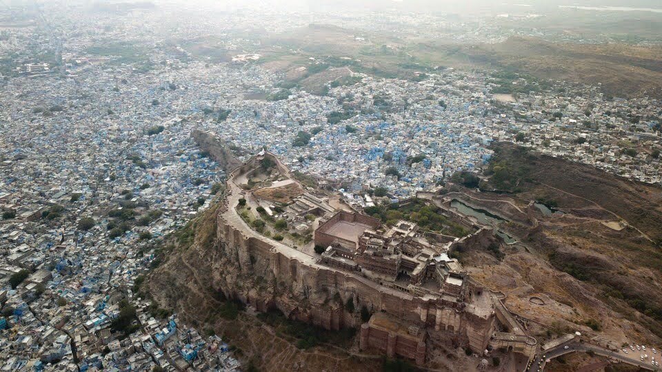 DRONE PHOTO OF THE BLUE CITY IN RAJASTHAN Mehrangarh