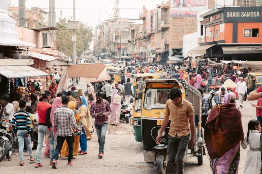 Clocktower Street in Jodhpur, India