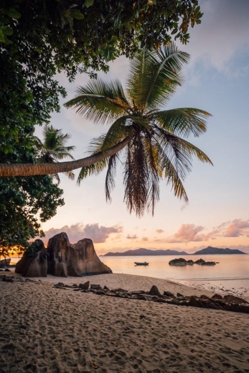 Sunset on La Digue Island, the Seychelles