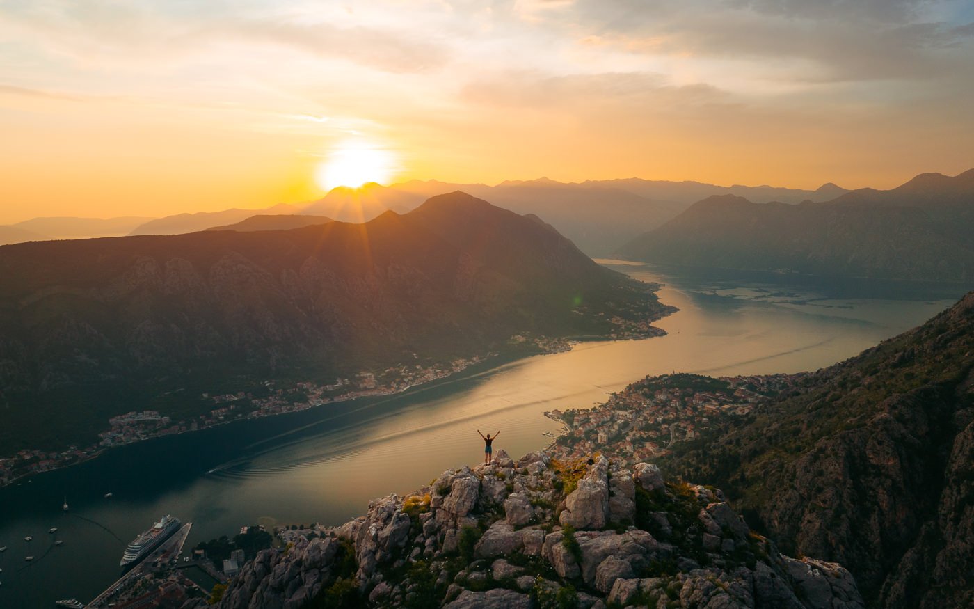 Ladder of Kotor viewpoint during sunset
