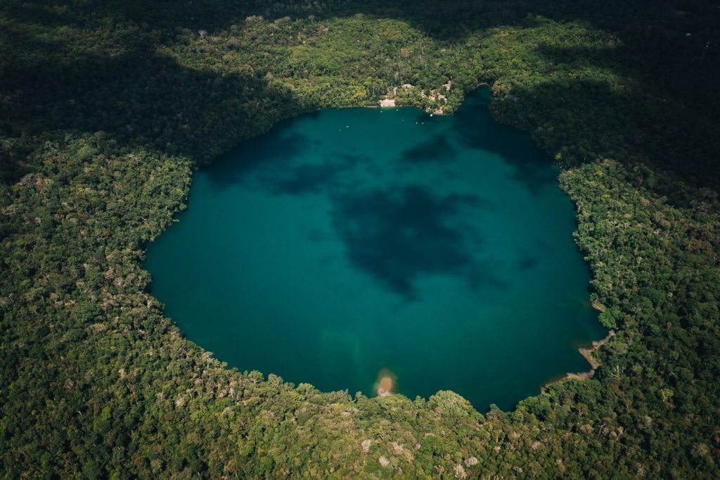 Deep extinct volcanic crater lake in Queensland