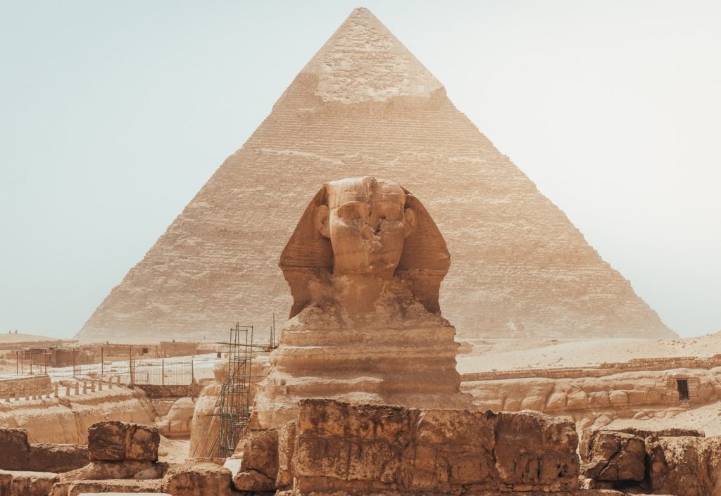 Great Sphinx and the Giza Pyramids in Egypt