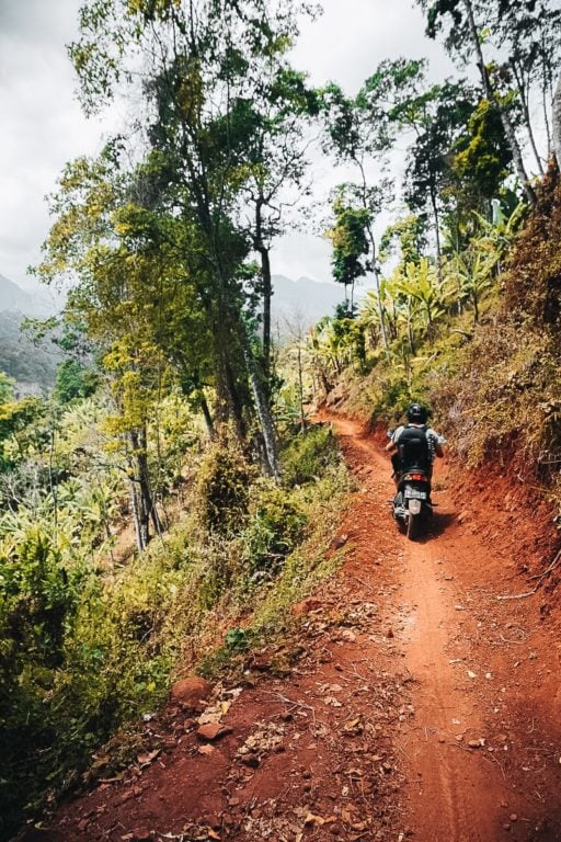 riding a motorcycle on Lombok