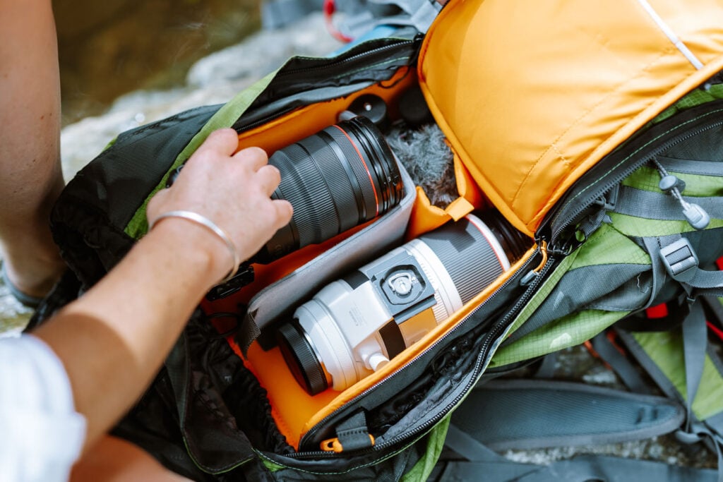 lightweight camera insert box with hiking bag