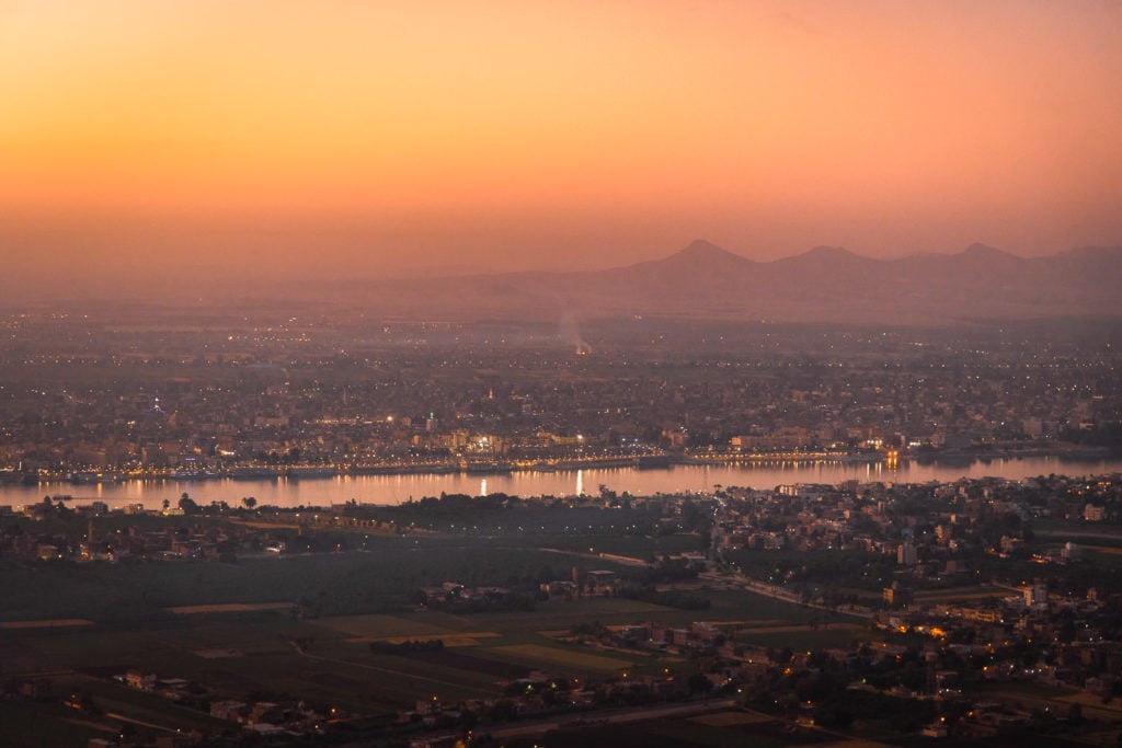 City of Luxor and the River Nile during sunrise, Egypt