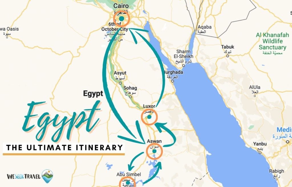 Egypt itinerary map