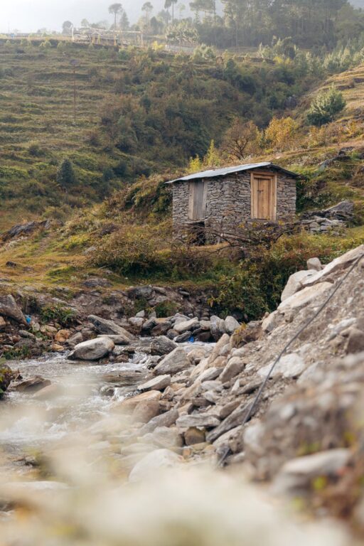 Hut near a river in Khiraule, Nepal