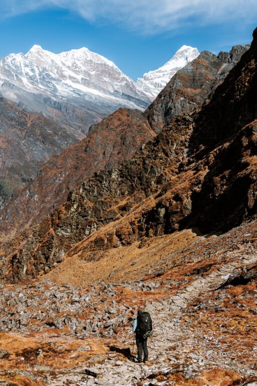 Trekking towards Kothe in Nepal from Panch Pokhari, Mere Peak climb