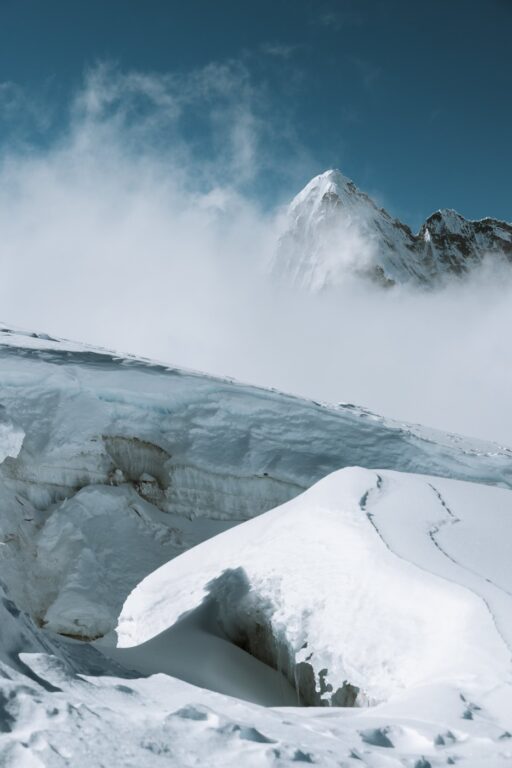 Glacier on Mera Peak mountain in Nepal