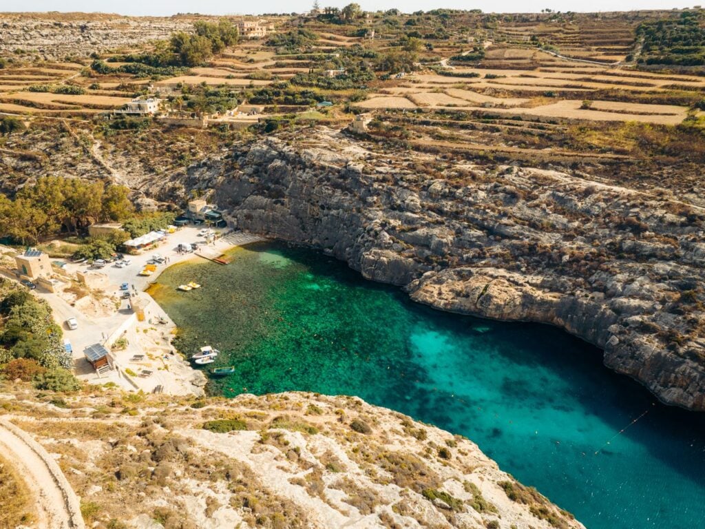 Secluded beach of Mgarr ix Xini on Gozo Island, Malta