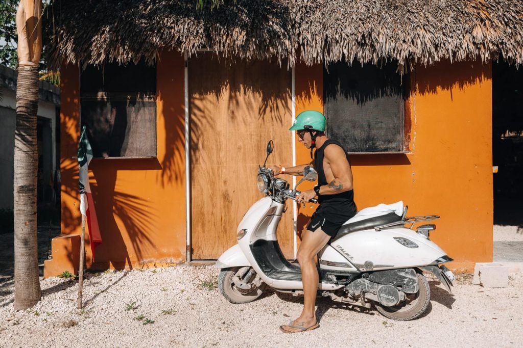Riding a moped in Mexico