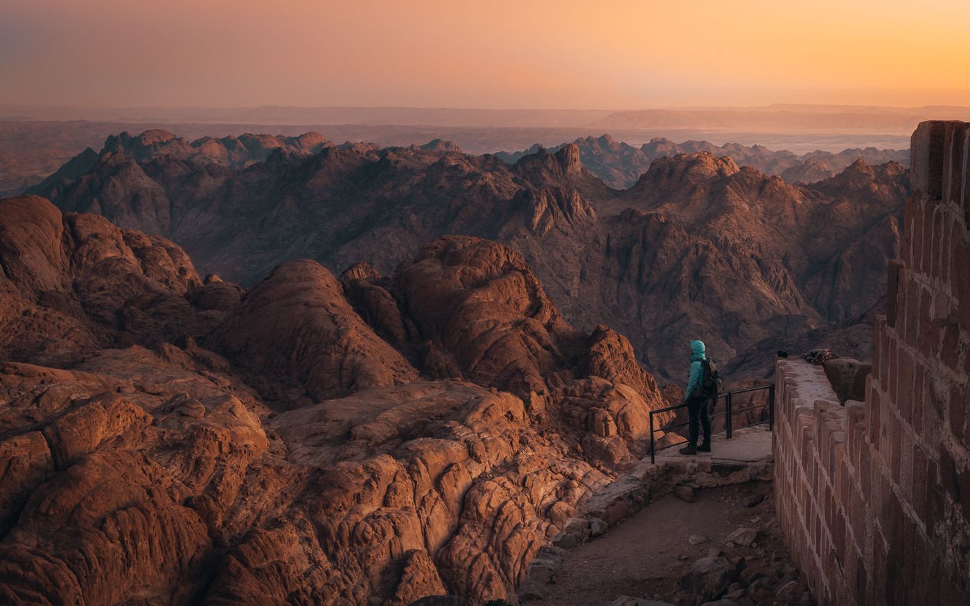 Hiker on Mount Sinai in Egypt