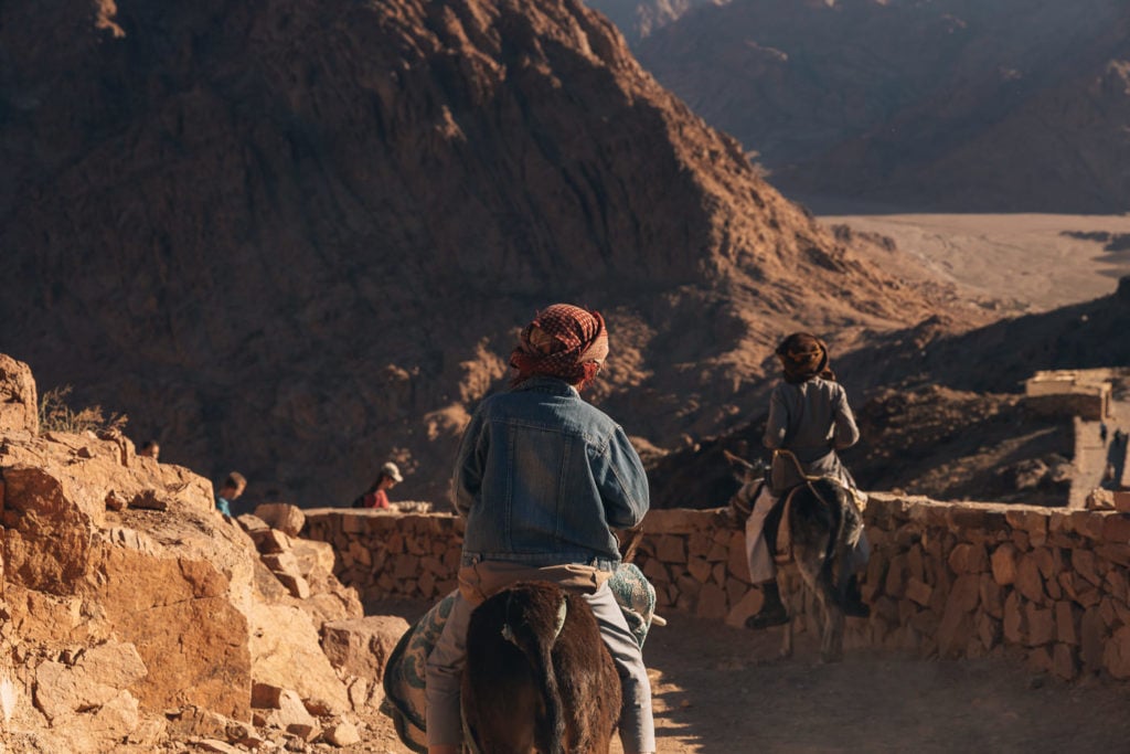 Bedouin kids riding a donkey