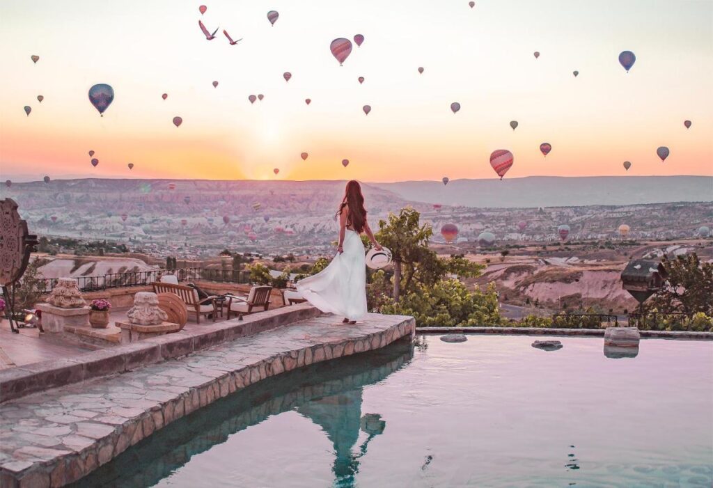 Hot air balloon views at Museum Hotel, Cappadocia