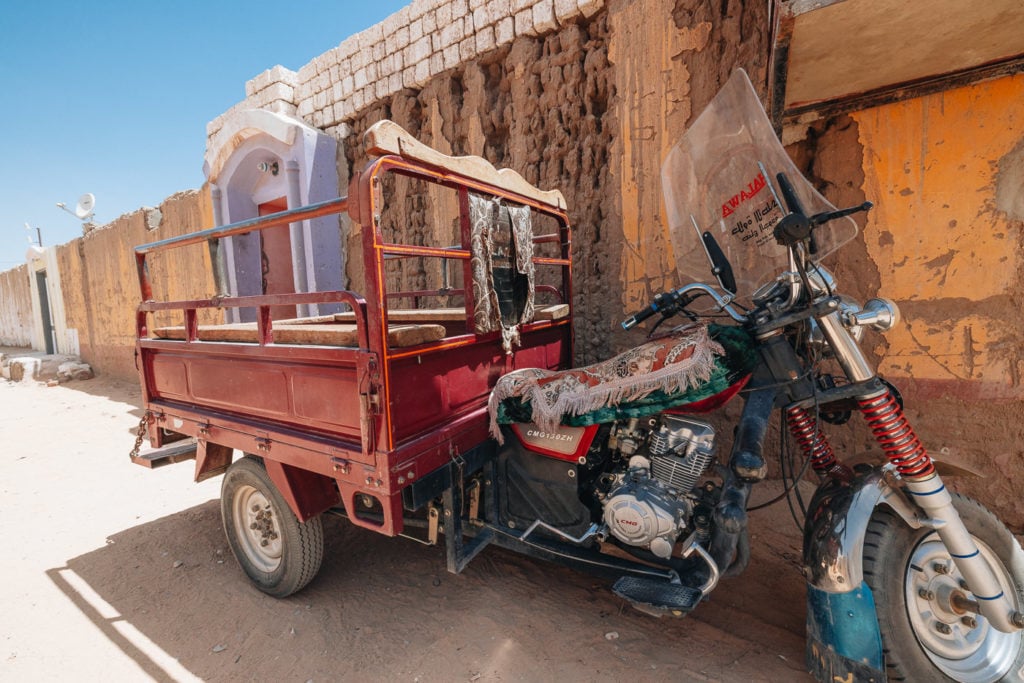 A motorbike with a trailer in Egypt