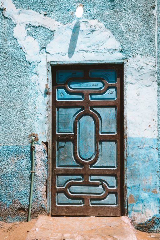 Colorful doorway of a modern Nubian building