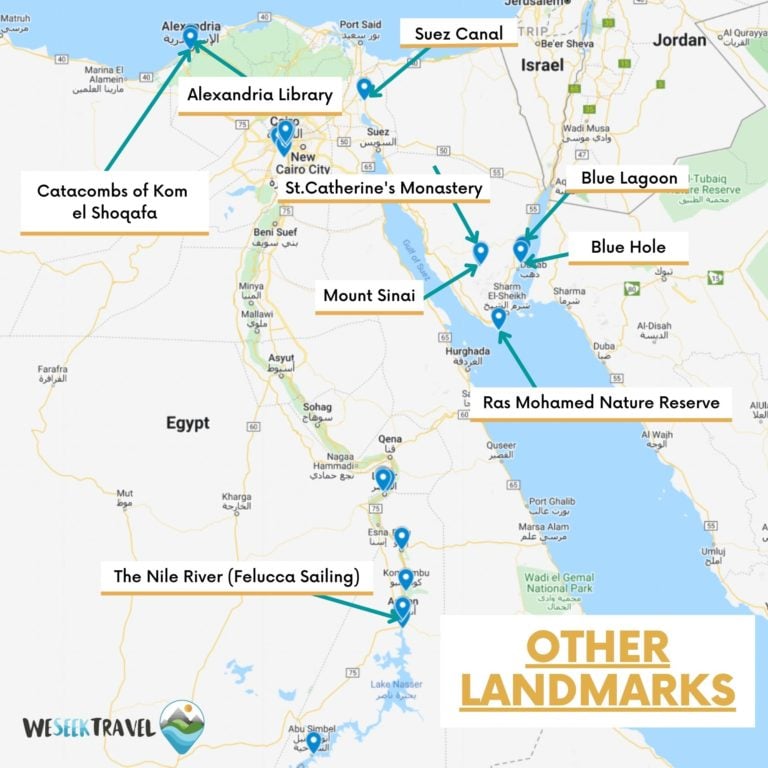 map of other landmarks in Egypt, including Sinai and Alexandria