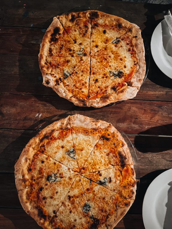 two pizzas