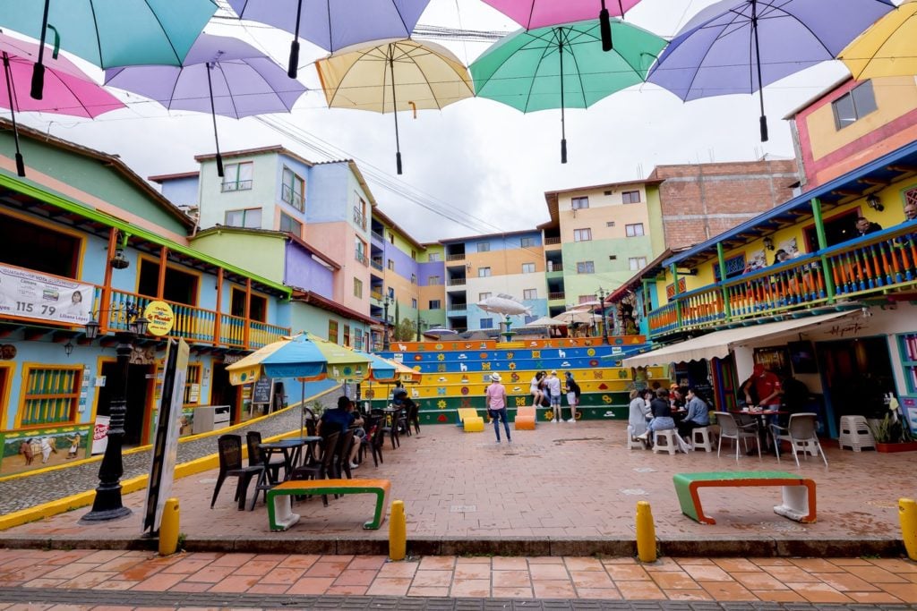 colorful plaza in Colombia