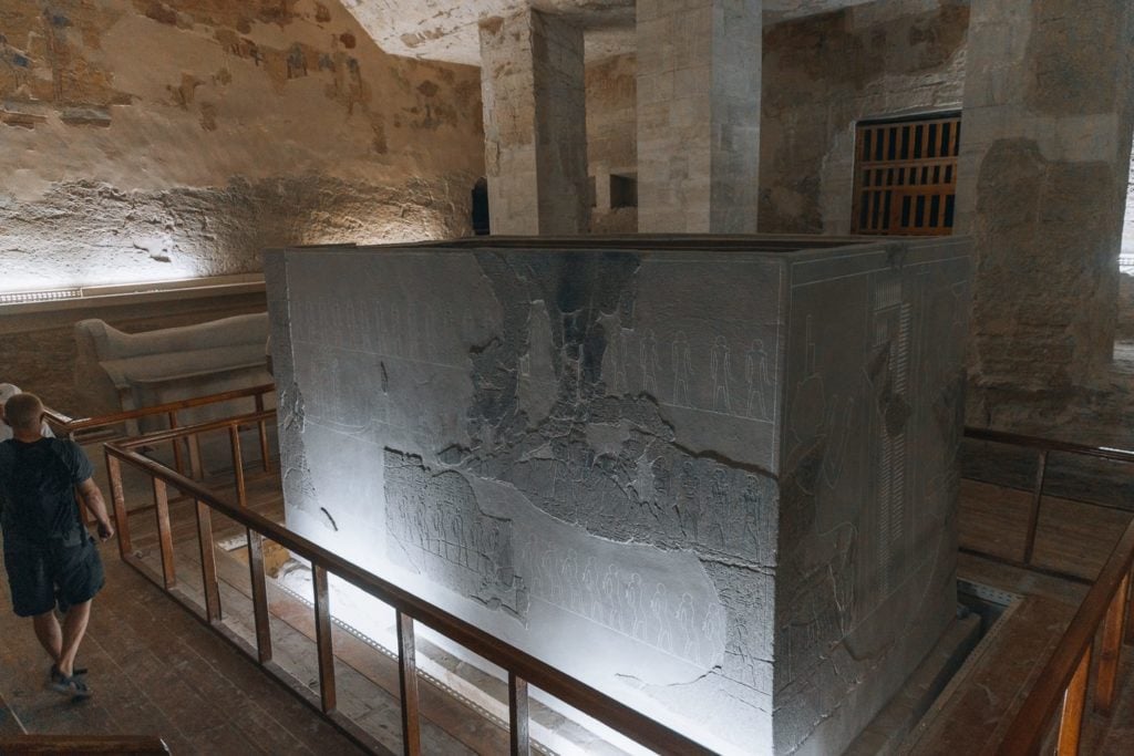 Stone sarcophagus in Maren III tomb