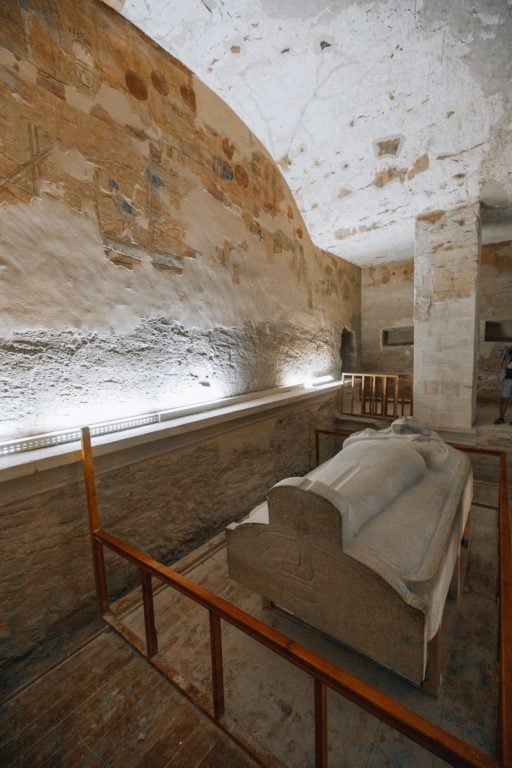 Stone sarcophagus in Ramesses III tomb