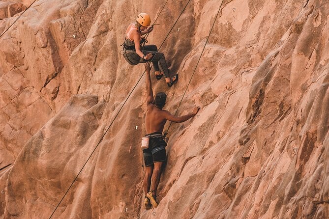 Rock climbers in the South sinai Desert 