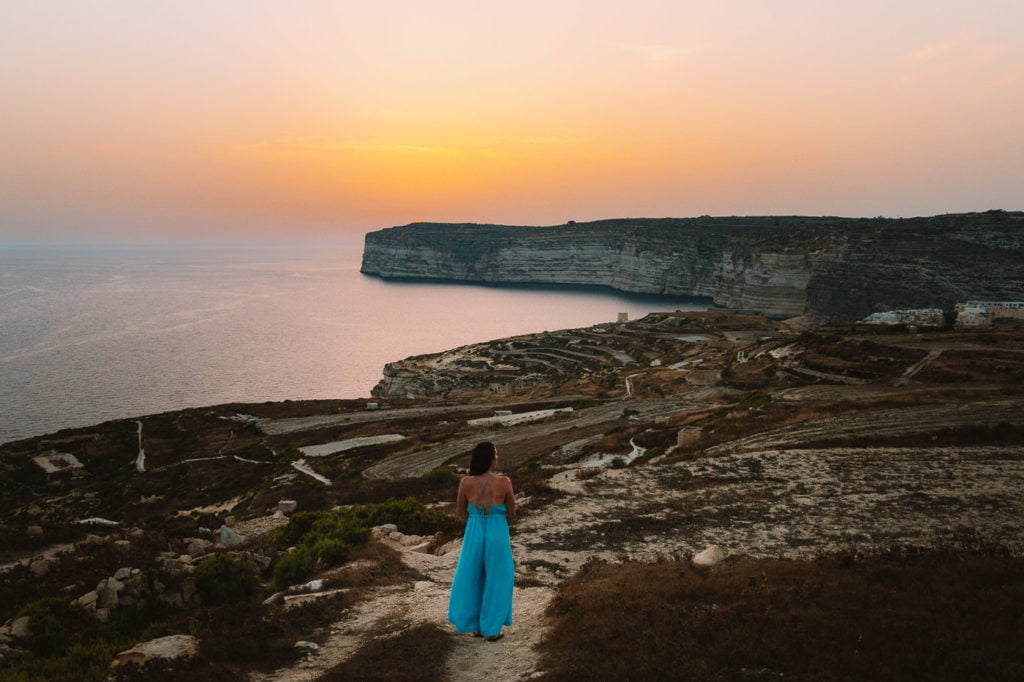 Sanap Cliffs Sunset viewpoint on Gozo Island, Malta