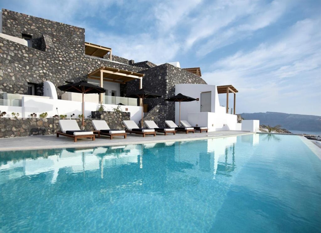 Pool view at Santo Pure Oia Suites & Villas