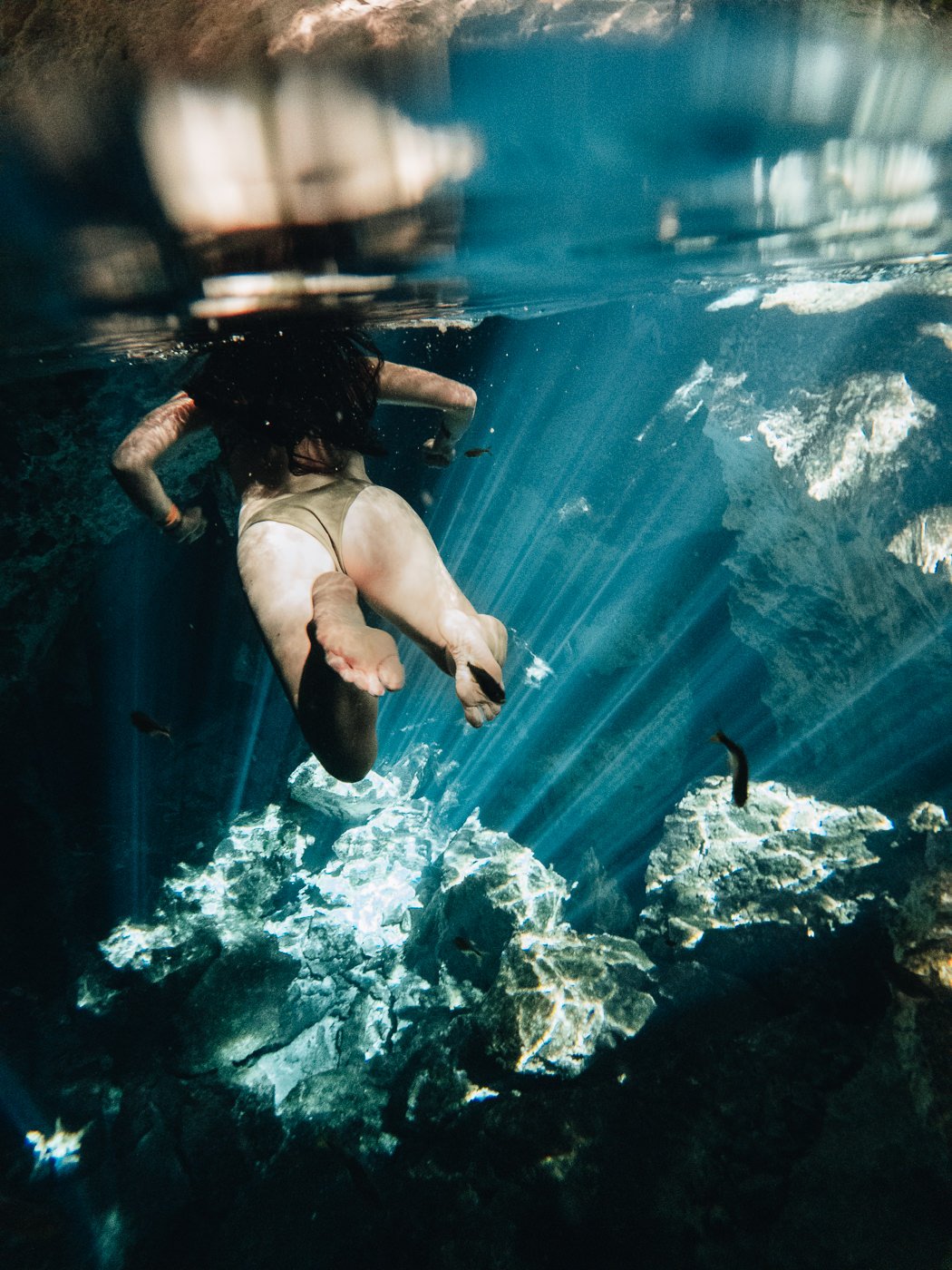 Swimming in Cenote Dos Ojos