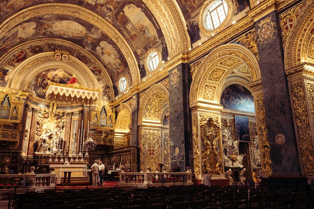 Interior of St Johns Co Cathedral in Valletta, Malta