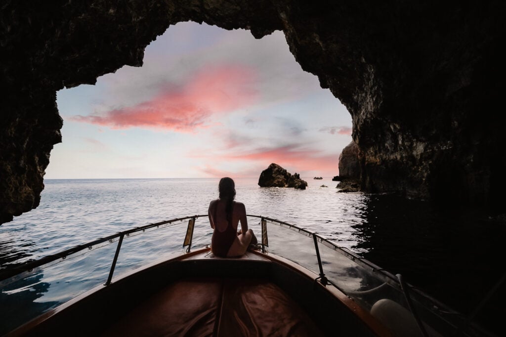 Sunset boat trip to Santa Marija Caves in Comino, Malta